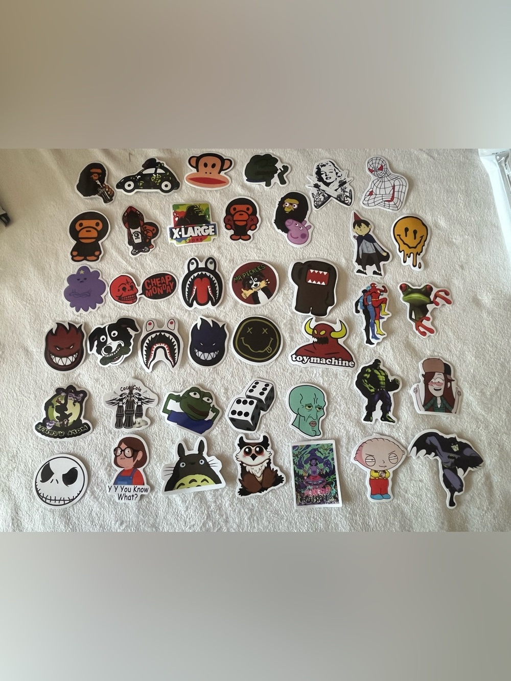 50 Piece Assorted Cartoon Graphic Vinyl Sticker Lot Mixed Characters Bape & more